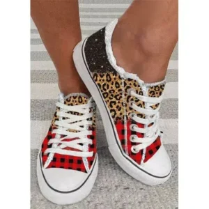 Megazoneoffers Women Casual 3D Printing Color Leopard Canvas Shoes