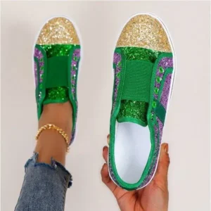 Megazoneoffers Women Fashion Large Size Casual Sequin Stitching Set Of Feet Flat Shoes