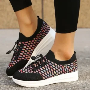 Megazoneoffers Women Fashion Fly Knit Breathable Fashion Sneakers