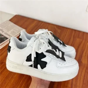 Megazoneoffers Women Fashion Round Toe Cross Platform Sneakers