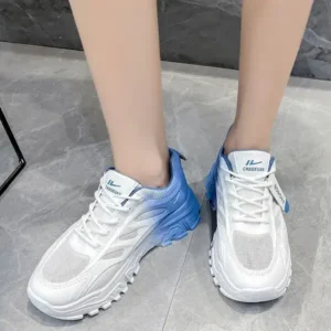 Megazoneoffers Women Fashion Round Toe Breathable Mesh Gradient Sneakers