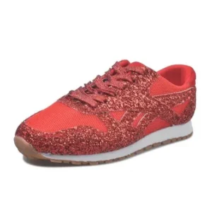 Megazoneoffers Women Fashion Round Toe Platform Sequins Rhinestone Platform Sneakers