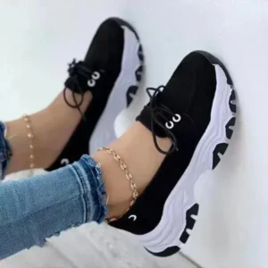 Megazoneoffers Women Fashion Lace Up Platform Casual Sneakers