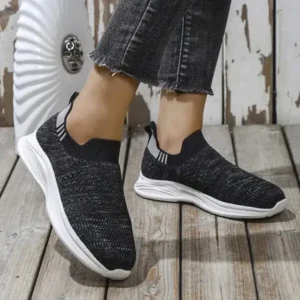 Megazoneoffers Women Fashion Round Toe Slip-On Flat Non-Slip Lightweight Sneakers