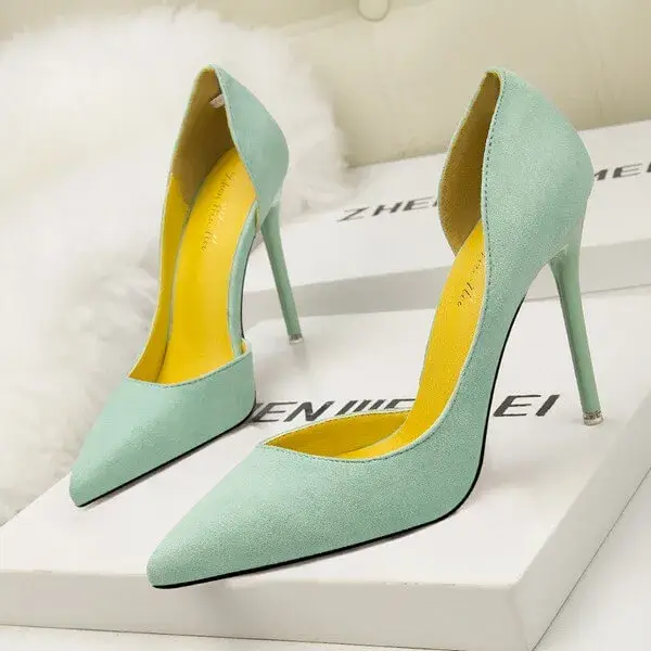 Megazoneoffers Women Fashion Simple Sexy Plus Size Suede Point-Toe High Heels Pumps