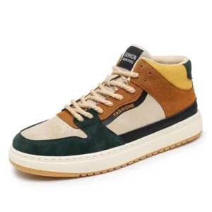 Megazoneoffers Men'S Fashion Breathable Color Block Pu Sneakers