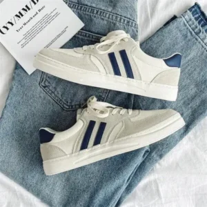 Megazoneoffers Men'S Casual Retro Stripe Canvas Sneakers