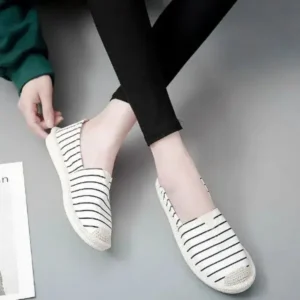 Megazoneoffers Fashion Stripe Pattern Design Women Round-Toe Casual Espadrilles Shoes