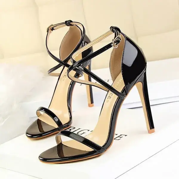 Megazoneoffers Women Fashion Sexy Hollow Cross Stiletto Heel Sandals