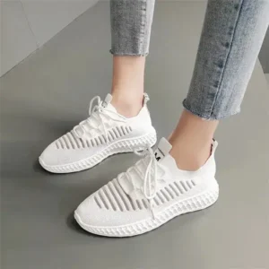 Megazoneoffers Women Fashion Mesh Cloth Lace-Up Sneakers