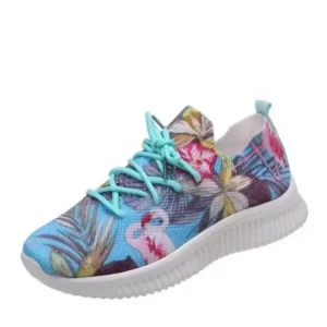 Megazoneoffers Women Fashion Casual Lace Up Design Mesh Breathable Graffiti Print Sneakers