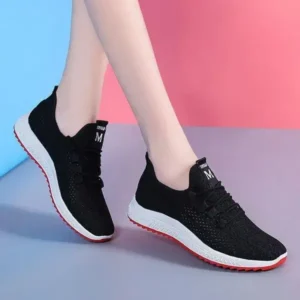 Megazoneoffers Women Sports Casual Lace Up Design Mesh Breathable Running Sneakers