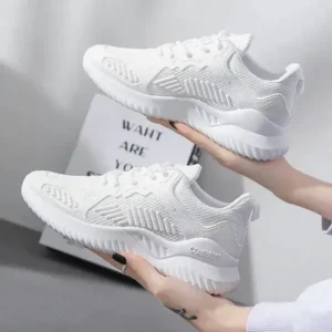 Megazoneoffers Women Fashion Sports Lace Up Design Mesh Breathable Platform Sneakers