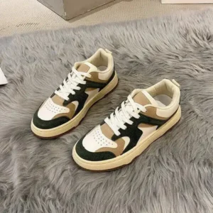 Megazoneoffers Women Fashion Lace Up Design Color Blocking Sneakers