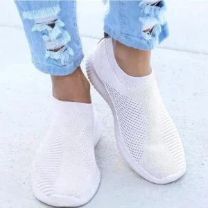 Megazoneoffers Women Casual Sports Mesh Breathable Design Solid Color Wedge Sneakers