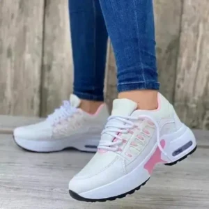 Megazoneoffers Women Fashion Casual Lace Up Design Air Cushion Platform Sneakers