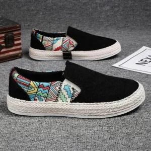 Megazoneoffers Men Fashion Color Matching Breathable Canvas Flats Shoes