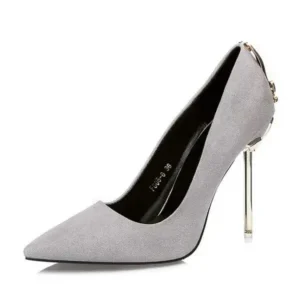 Megazoneoffers Women Sexy Metal Heel Pointed-Toe High Heels Shoes