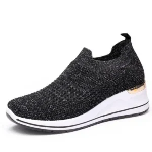 Megazoneoffers Women Casual Mesh Knit Design Breathable Comfort Wedge Platform Sneakers