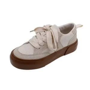 Megazoneoffers Women Casual Round Toe Lace Up Design Platform Sneakers