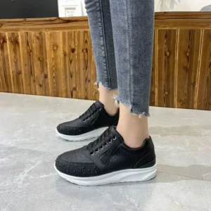 Megazoneoffers Women Casual Rhinestone Decor Fashion Plus Size Sports Running Shoes Round Toe Sneakers