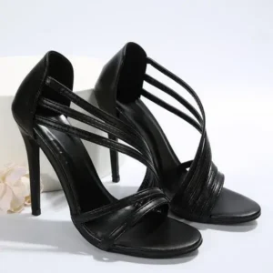 Megazoneoffers Women Fashion Sexy Plus Size Snake-Print Strap Round Toe Stiletto Heel Sandals