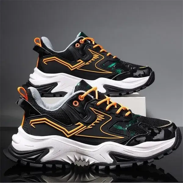 Megazoneoffers Men Spring Autumn Fashion Casual Colorblock Mesh Cloth Breathable Rubber Platform Shoes Sneakers