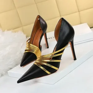 Megazoneoffers Women Fashion Sexy Pointed Toe Hollow Design Stiletto Shoes