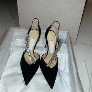 Megazoneoffers Women Fashion Sexy Elegant Rhinestone Pointed Toe Stiletto Heel Pumps