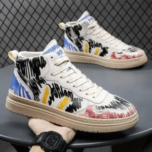 Megazoneoffers Men Fashion Graffiti Thick Sole Breathable Sneakers