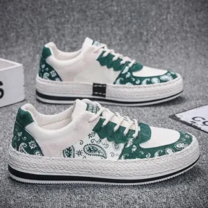 Megazoneoffers Men Fashion Cashew Flower Printed Canvas Sneakers