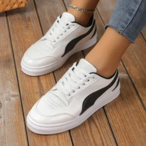 Megazoneoffers Women Fashion Plus Size Thick-Soled Round Toe Flat Sneakers