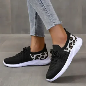 Megazoneoffers Women Casual Mesh Breathable Leopard Sneakers