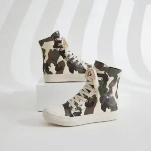 Megazoneoffers Women Fashion Casual Plus Size Camouflage Thick-Soled High Top Shoes