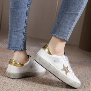 Megazoneoffers Women Fashion Casual Plus Size Star Round Toe Sneakers