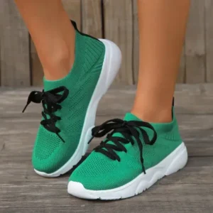 Megazoneoffers Women Fashion Casual Fly-Woven Breathable Sneakers