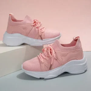 Megazoneoffers Women Fashion Casual Fly-Woven Breathable Lace-Up Sneakers