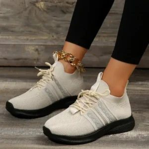 Megazoneoffers Women Fashion Casual Flying Mesh Breathable Thick-Soled Sneakers