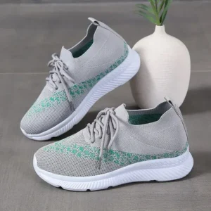 Megazoneoffers Women Fashion Casual Plus Size Mesh Breathable Lace-Up Sneakers