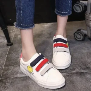 Megazoneoffers Women Fashion Casual Velcro Smiley Face Round Thick-Soled Sneakers