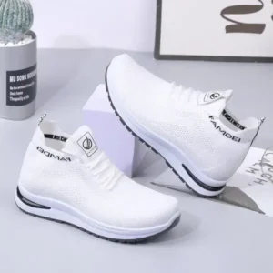 Megazoneoffers Women Fashion Casual Mesh Breathable Solid Color Sneakers