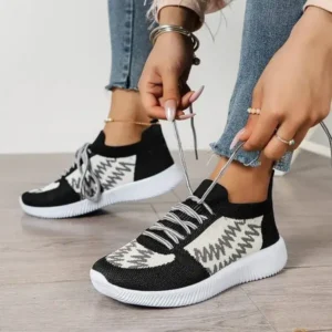 Megazoneoffers Women Fashion Color Block Mesh Platform Sneakers