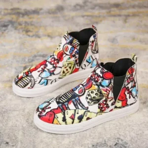 Megazoneoffers Women Fashionable Leopard Colorblock Sneakers