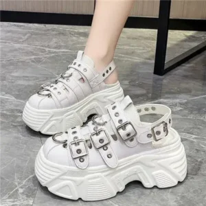 Megazoneoffers Women Fashion Platform Solid Color Sneakers