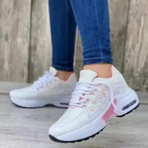 Megazoneoffers Women Fashion Round Toe Lace Up Mesh Breathable Sneakers