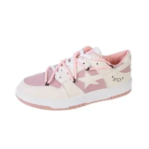 Megazoneoffers Women Fashion Low Top Flat Retro Sneakers